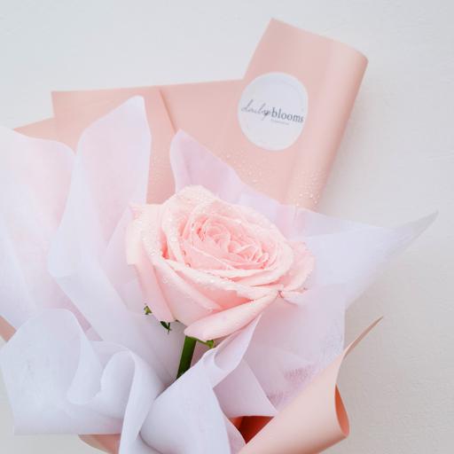 Single Pink Rose Bouquet