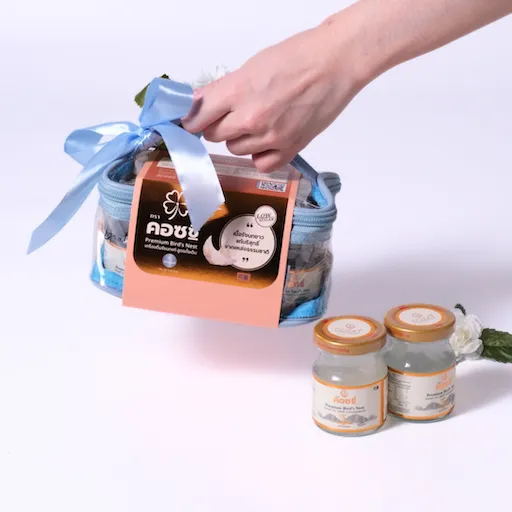 Special!!! รังนกแท้  Set 6 ขวด Great Health กระเป๋าสีฟ้า รังนกสูตรดั้งเดิม หวานน้อย  - COZXY Product Image