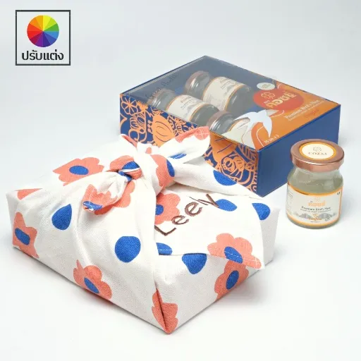 กล่องของขวัญ รังนกแท้พรีเมี่ยม 3 ขวด ห่อผ้าฟุโรชิกิ - Flower - Cozxy | Health Product Image
