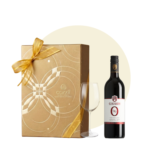 Cellar Box Set เซ็ตเครื่องดื่มองุ่นแดง Giesen Merlot Alc 0% พร้อมแก้ว #สีแอมเบอร์ - COZXY Product Image