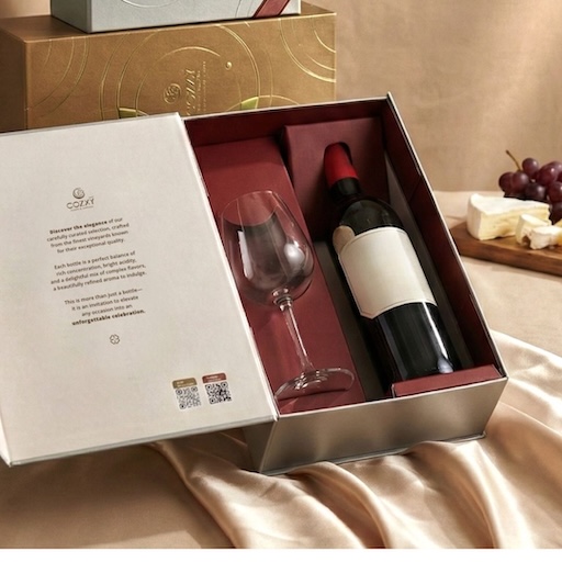 Cellar Box Set เซ็ตเครื่องดื่มองุ่นแดง Giesen Merlot Alc 0% พร้อมแก้ว #สีแอมเบอร์ - COZXY Product Image