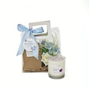 Blue & Bloom รังนกพรีเมี่ยม 4 ขวดและชาเบลนด์ 1 กระปุก ในกระเป๋าดอกไม้ประดิษฐ์