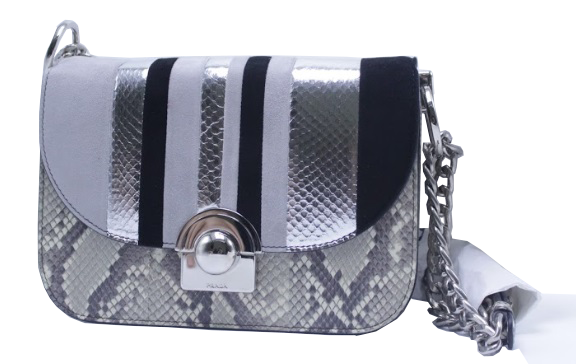 Python silver black white bag